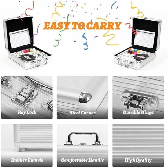 Double 12 Coloured Dot Dominoes Mexican Train Game Set with Aluminum Case - Picture 5 of 6